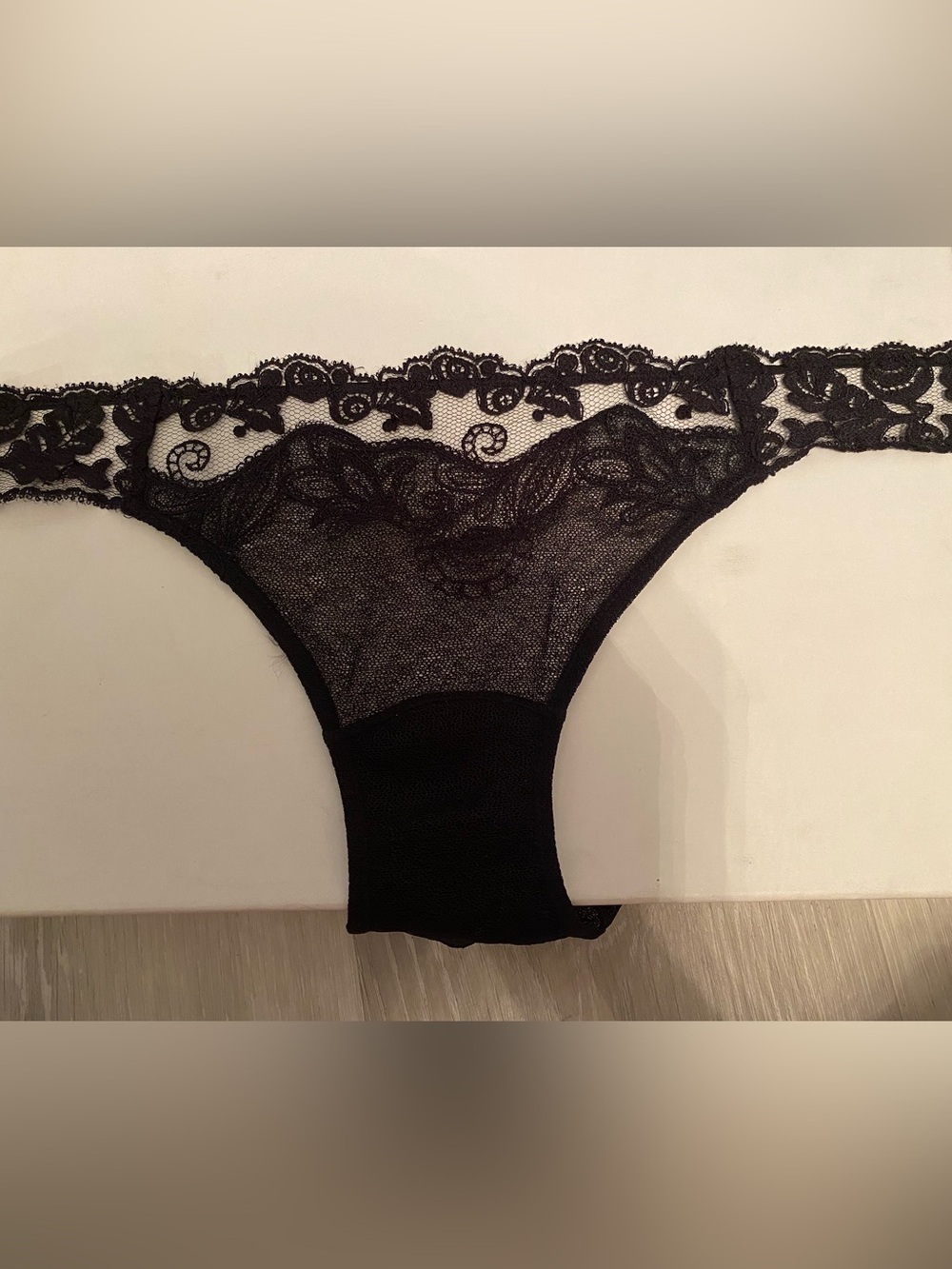 La Perla Black Lace Sheer lace black brief panties size S Italian 2